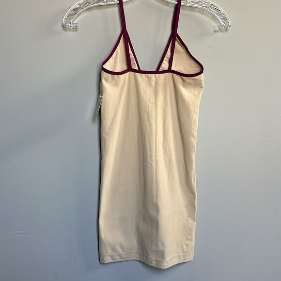 NWT Free People Deep V-neck Tunic Tank Top or Mini Slip Dress Nude Fuchsia XS/S - Picture 8 of 12